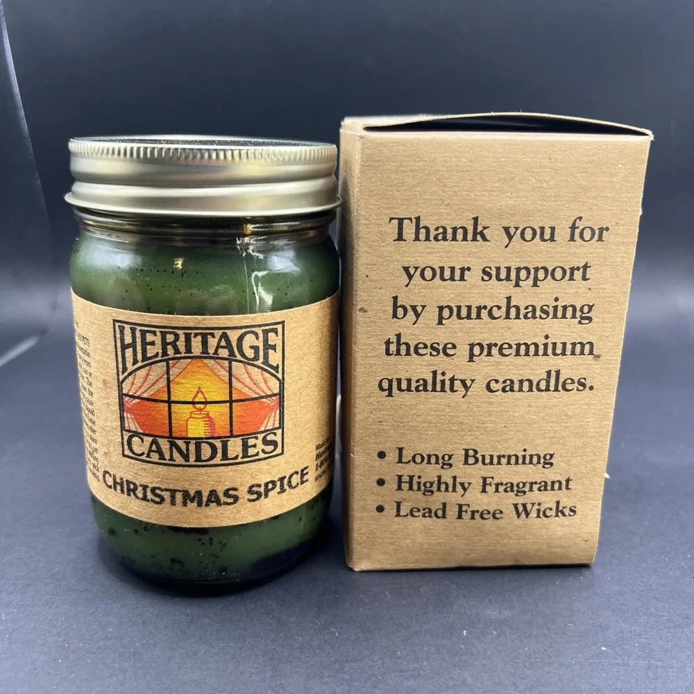 New Heritge Candles CHRISTMAS SPICE‎ 12oz Canning Jar Candle USA